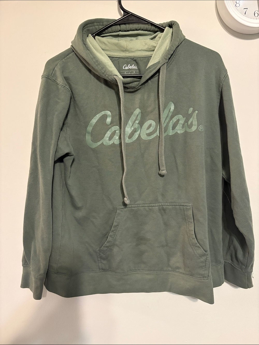 Cabela's Olive Green Crewneck Hoodie sweatshirt- Fits like a medium